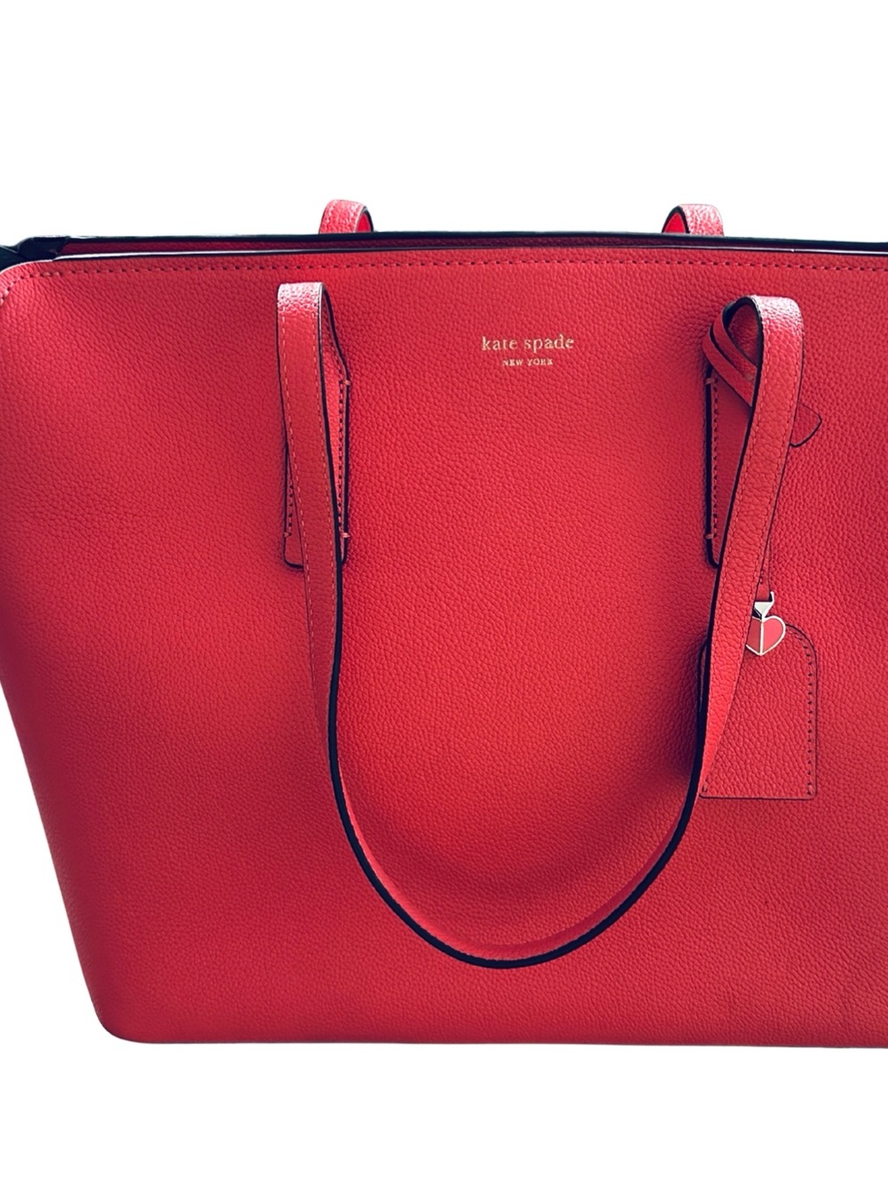 Kate Spade ♠️ Coral Pink Leather Tote Bag - Zip Top
